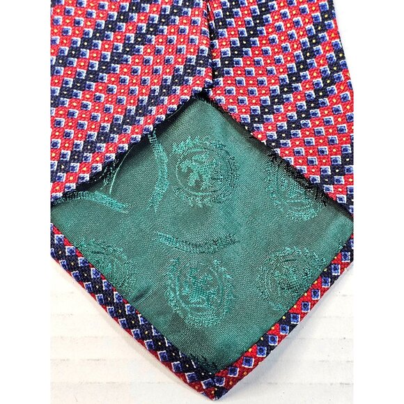 Vtg Tommy Hilfiger Red & Yellow Repp Geometric Silk Tie For Men - Picture 5 of 6